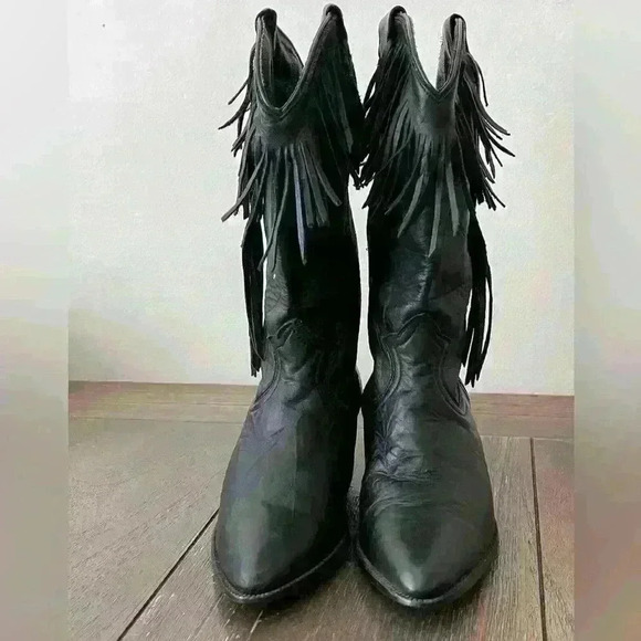 Vintage Acme Fringe Western Boots Made in Mexico Womens size 5 - Picture 2 of 10